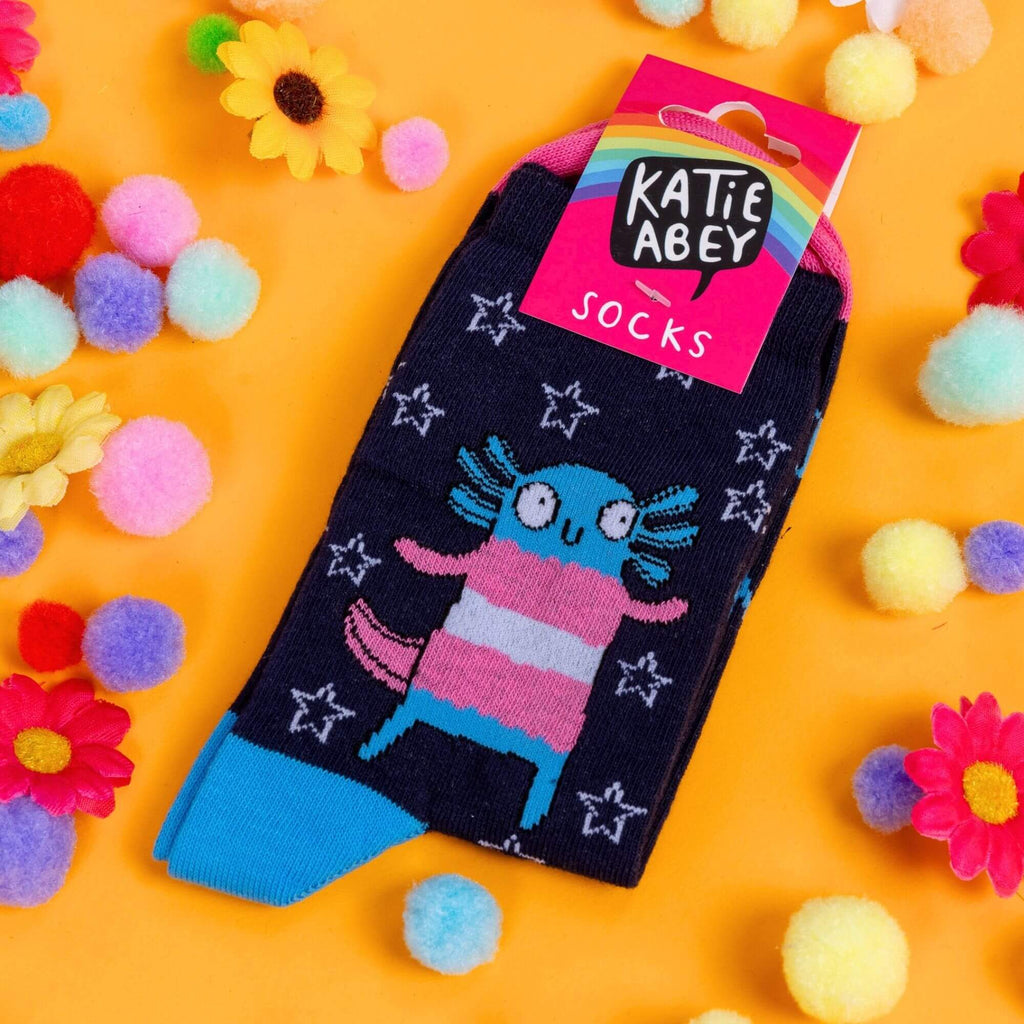 Don't Tell Me Who I am Axolotl Trans Pride Socks
