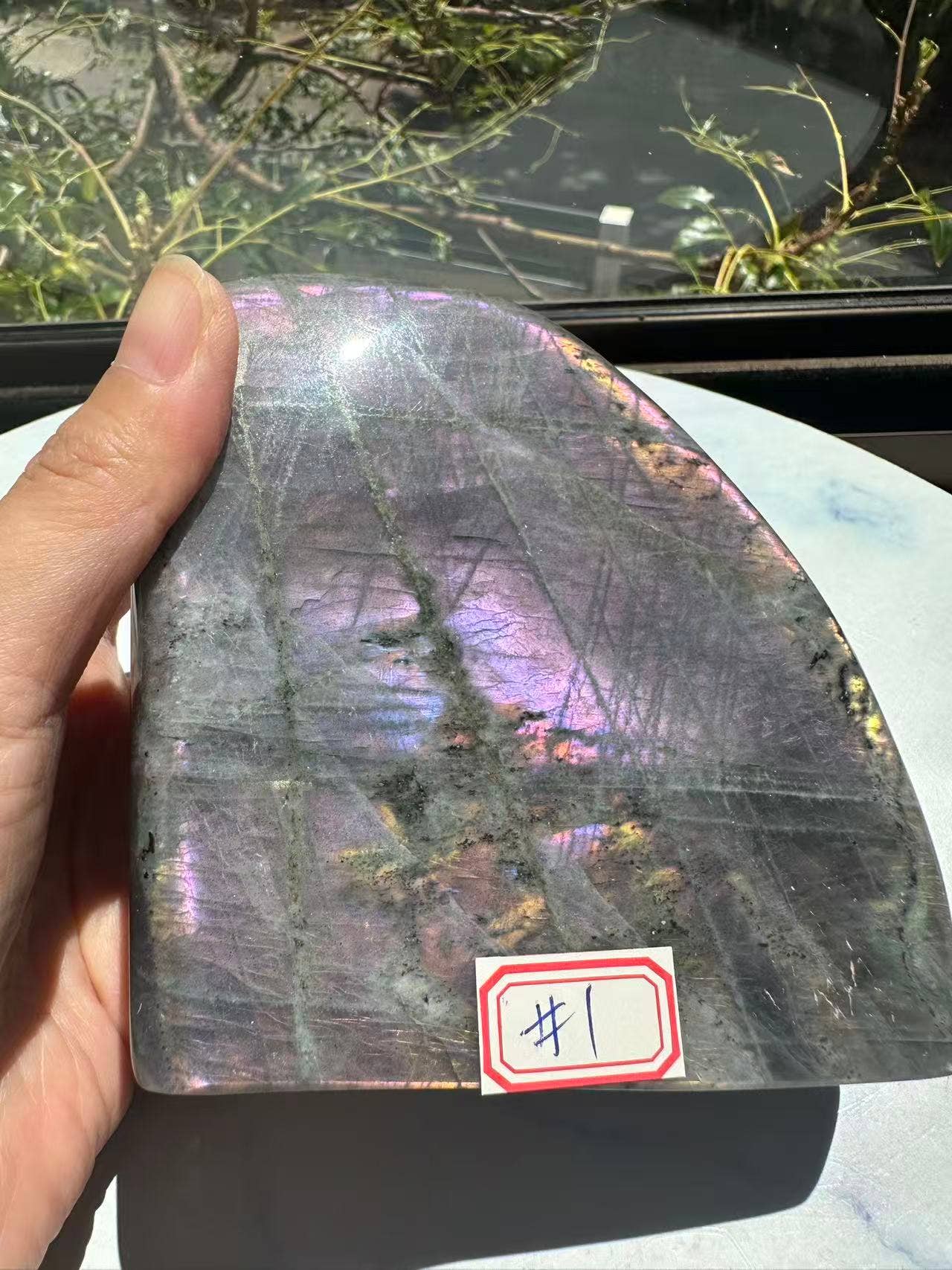The Elusive Violet Flame: Rare Large Purple Labradorite Freeform #1