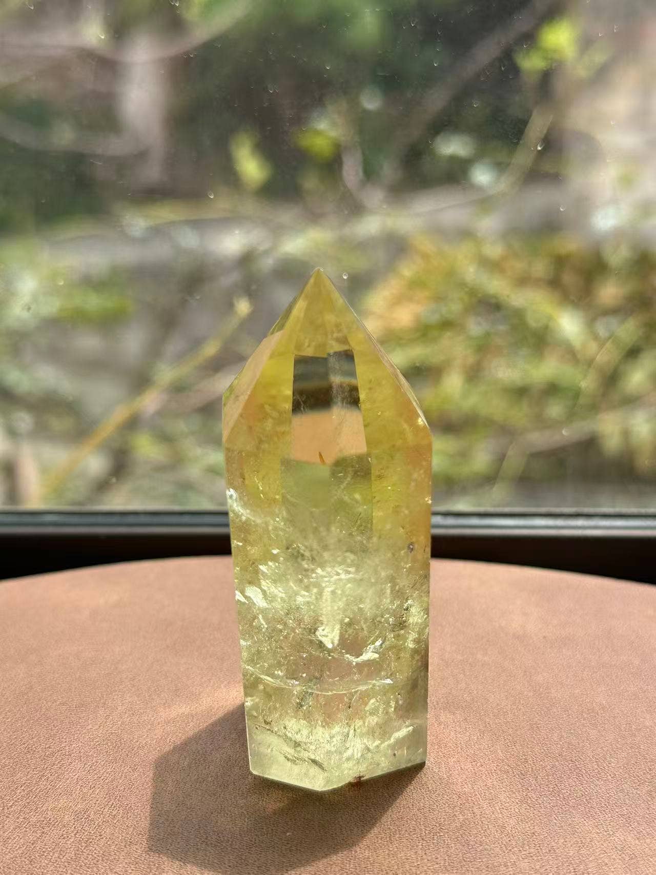AAAA Premium Citrine Tower w Rainbow from Brazil - Vibration Citrine Point for Abundance - Brazilian Citrine Crystal #13