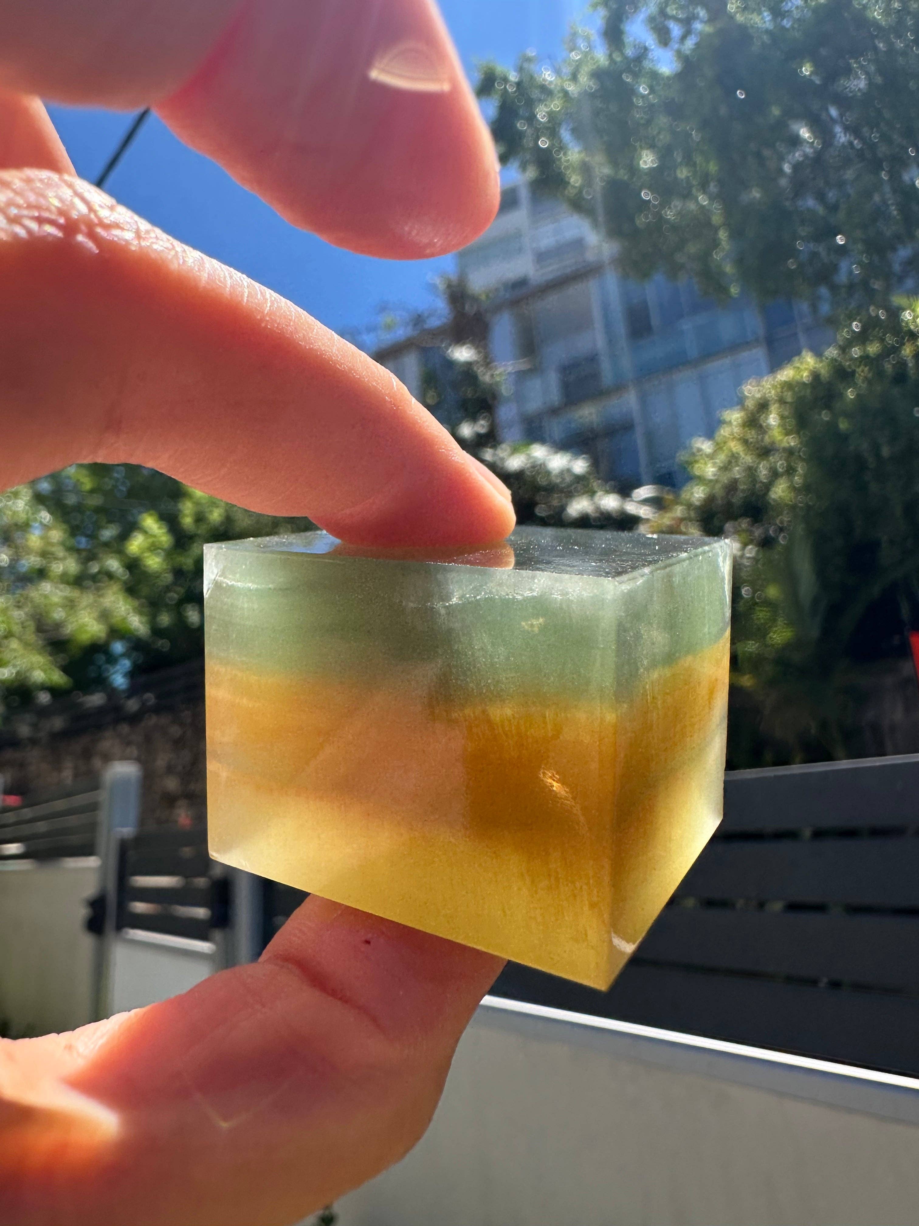 Geometric Rainbow Fluorite Cube | Focus & Clarity Desk Crystal