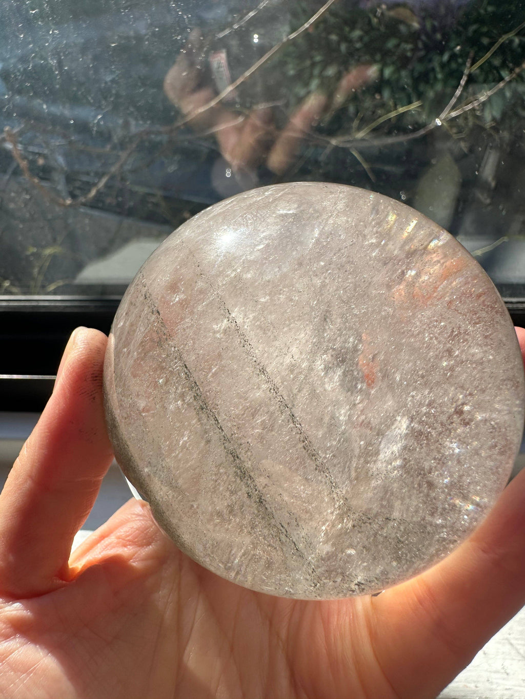 Natural Garden Quartz Sphere with Rainbows | Lodolite Scenic Crystal Ball #2
