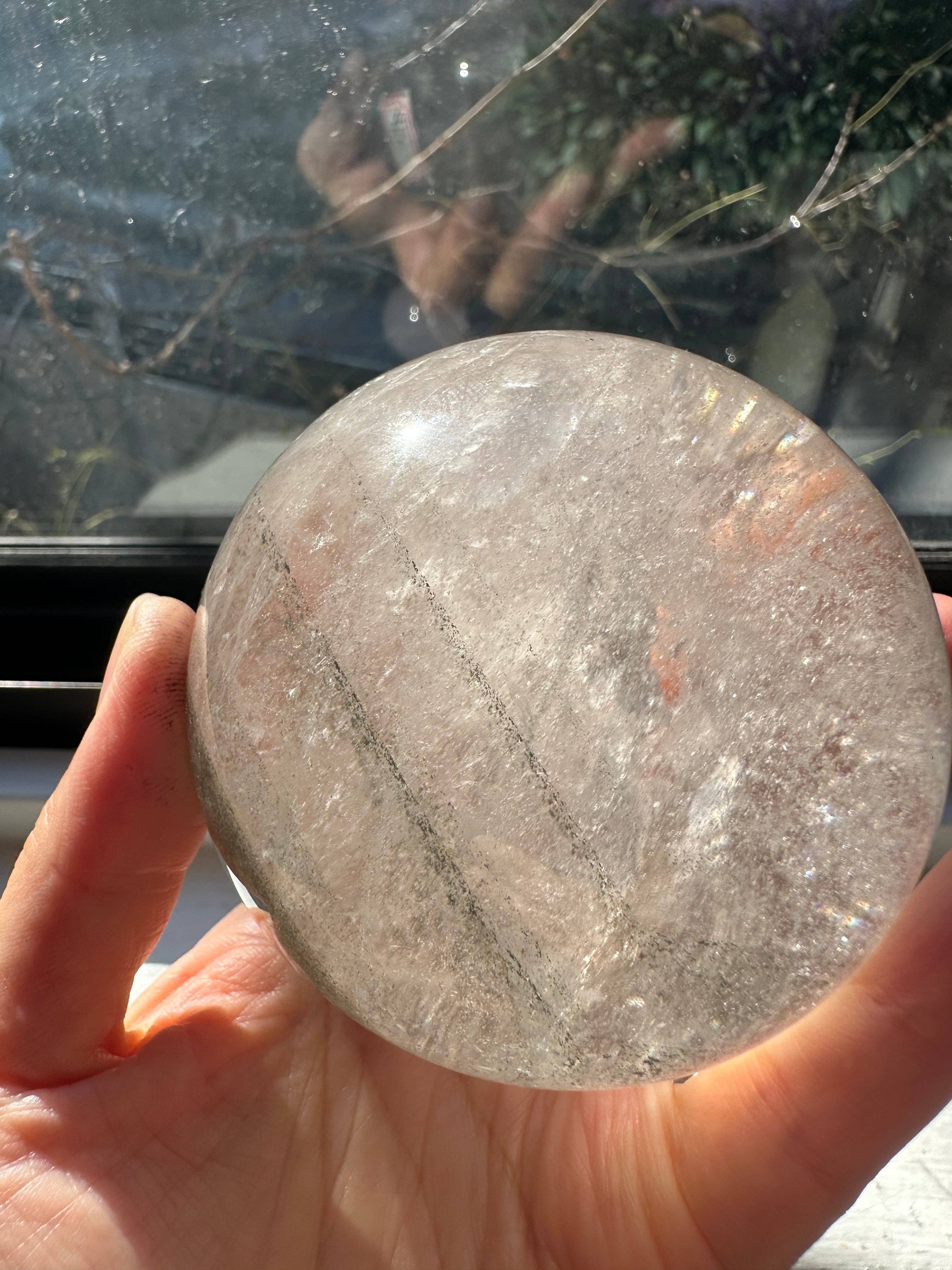 Natural Garden Quartz Sphere with Rainbows | Lodolite Scenic Crystal Ball #2