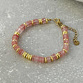 Tarnish Resistant Stone And Gold Beaded Bracelet