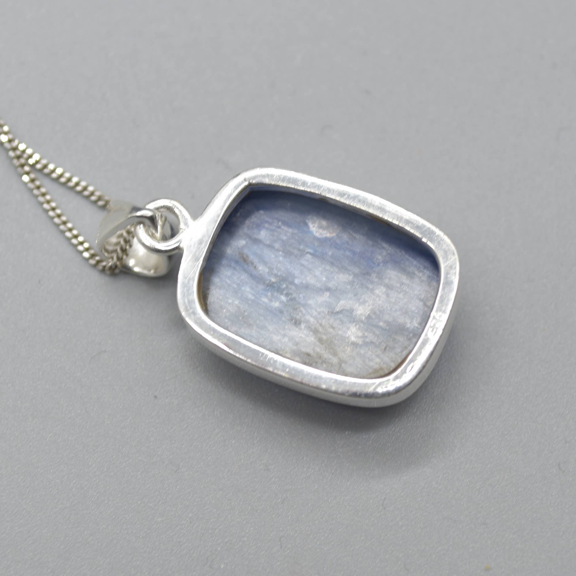 Blue Kyanite Rectangular Pendant in Sterling Silver