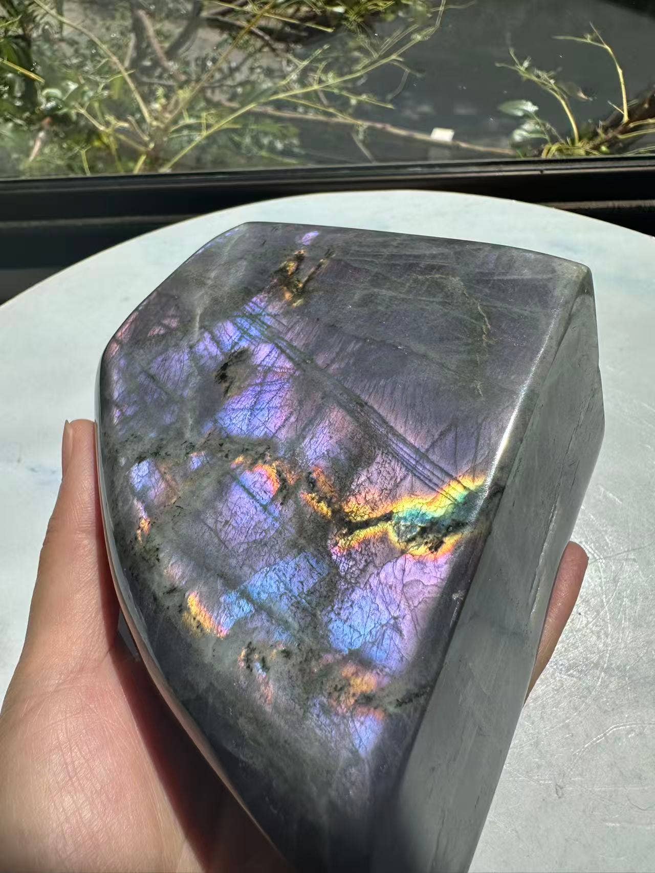 The Elusive Violet Flame: Rare Large Purple Labradorite Freeform #1